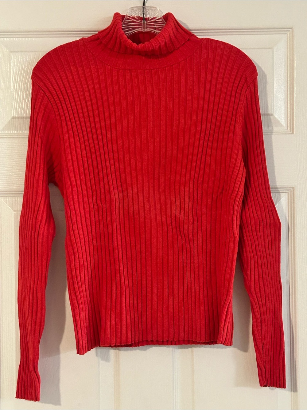 Erik Stewart Vintage Ribbed Knit 100% Cotton Red Turtleneck Sweater XL